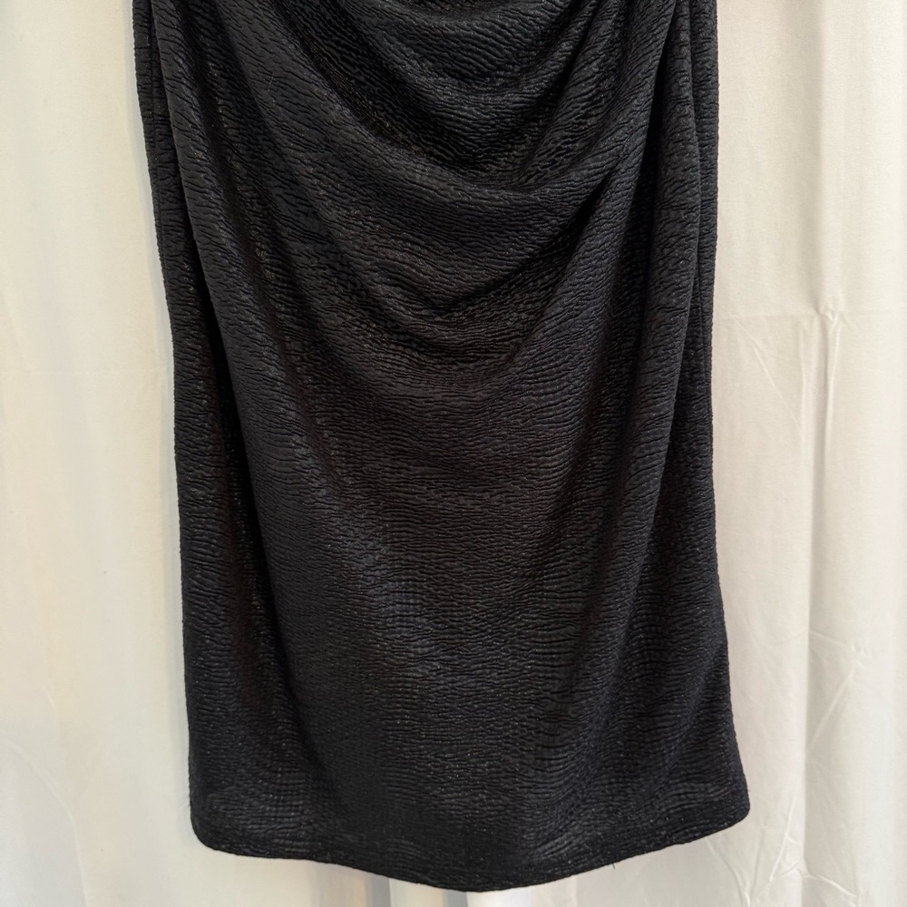 David Meister Black Ruched Beaded Cocktail Dress Long Sleeve Size 10 - Picture 7 of 12